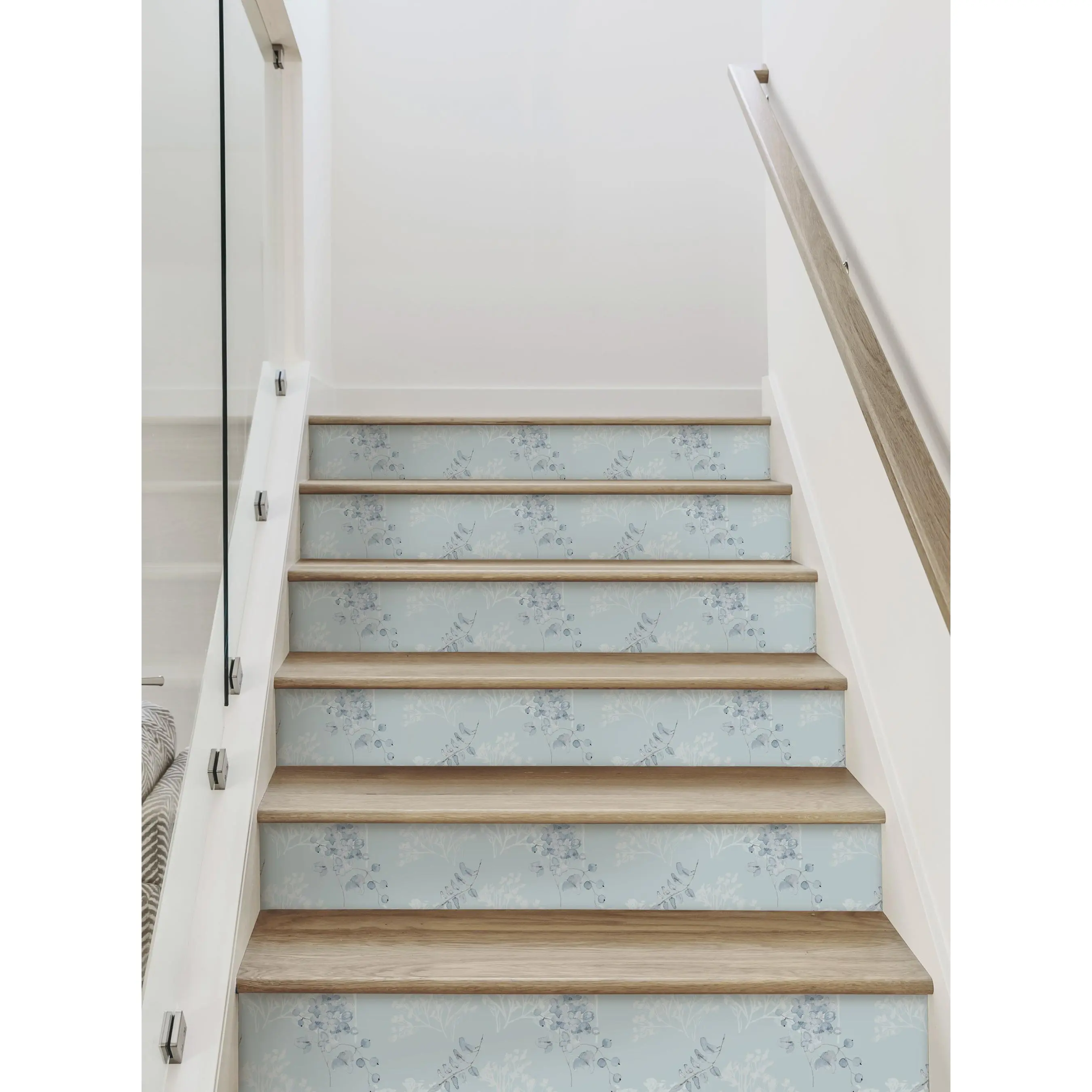 Breezy Blooms Floral Vinyl Peel-and-Stick Stair Riser Sticker, Easy-Remove Home Decor Sticker