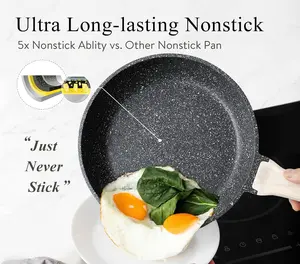 Nonstick Frying Pan Skillet,Non Stick Granite Fry Pan, Stone Cookware Chef's Pan, PFOA Free,Induction Compatible(Classic Granite, 8-Inch)