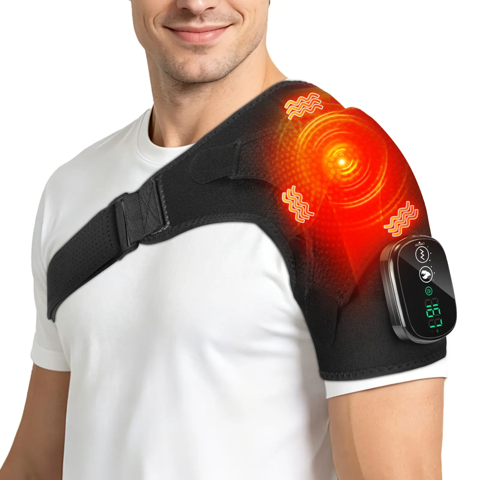 Cordless Shoulder Heating Pad, Heated Shoulder Brace with 3 Heating&Vibration, Portable Shoulder Heat Pad USB Shoulder Massager for Men Women Shoulder Relax