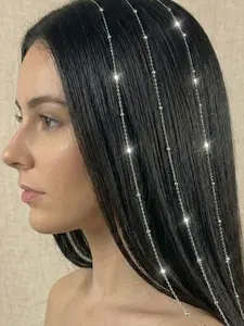 Women's Charming Fashion Punk Chain Style Decorative Hair Clip And Accessory Set,Silver Gold Braided Beads, Braided Rings, Clips, Braided Hair, Braided Metal Decoration/Jewelry