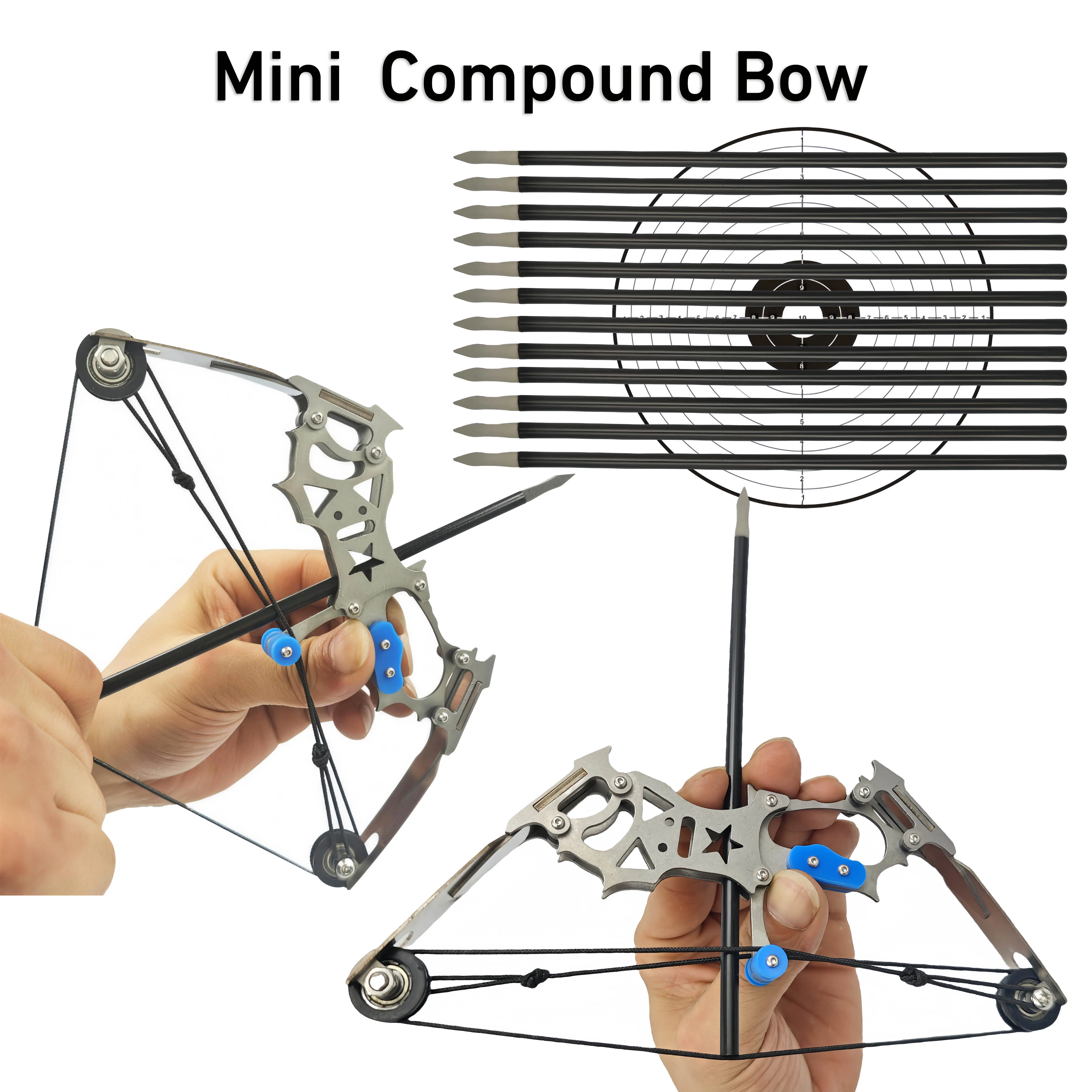 7.5 in Mini Stainless Steel Compound Bow - Compact, Durable Archery Equipment for Competitive Use, Holiday Gifts - Sports & Outdoor Gear, Mini Compound