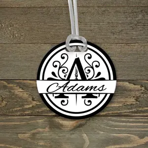 Personalized Luggage Tag | Custom Monogram Bag Tag | Split Circle Monogram