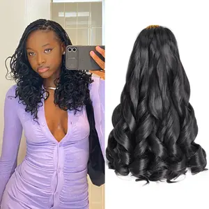 French Curl Braiding Hair 12 Inch Loose Wavy 8Pack Bouncy Curly Braiding Hair Extensions 50g/Pack Black Blonde French Curl Synthetic Hair Extensions
