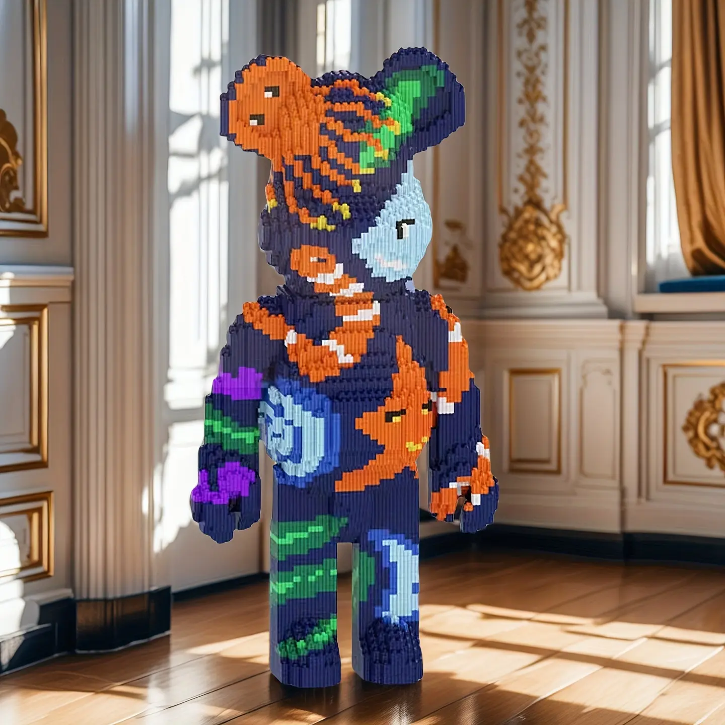 4500pcs Deep Sea Shark Lucky Bear 3D Puzzle, Creative Room Decor, Perfect Gift for Birthday/halloween/festivals, DIY Craft Kit