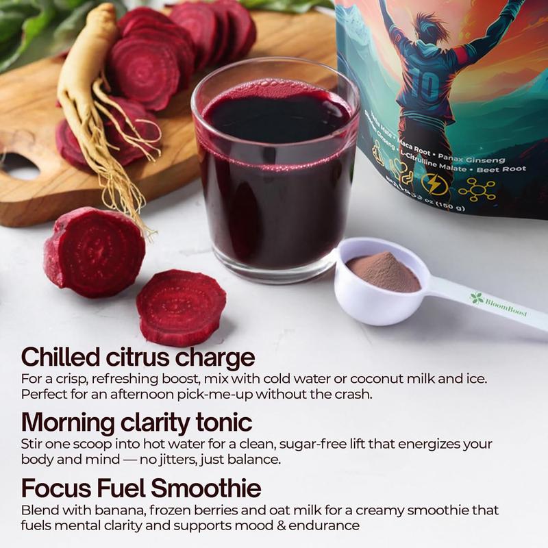 Yerba Mate Energy Drink Mix Powder with Maca, Ginseng, Beet Root, Electrolytes & B12 – Sugar-Free, Vegan, 5.3 oz (15 Servings)