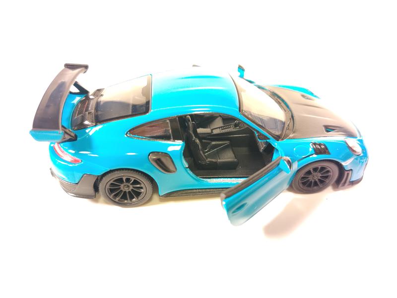 KINSMART 1:36 Scale 5" Porsche 911 GT2 RS Die Cast Model Car Blue with Openable Doors & Pull Back Action Officially Licensed Product