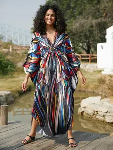 Beach Kaftan Women's Maxi Long Summer Bohemian Swimwear Cover-Ups Large Size Bathing Suit Cover Swimsuit Coverup Swimwear Coverups