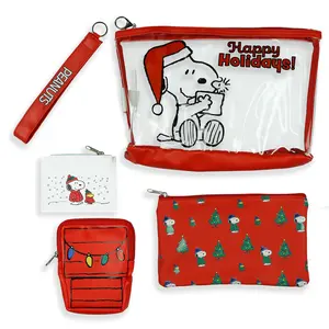 Peanuts Snoopy Happy Holidays Christmas  5-Piece Clutch Bag set