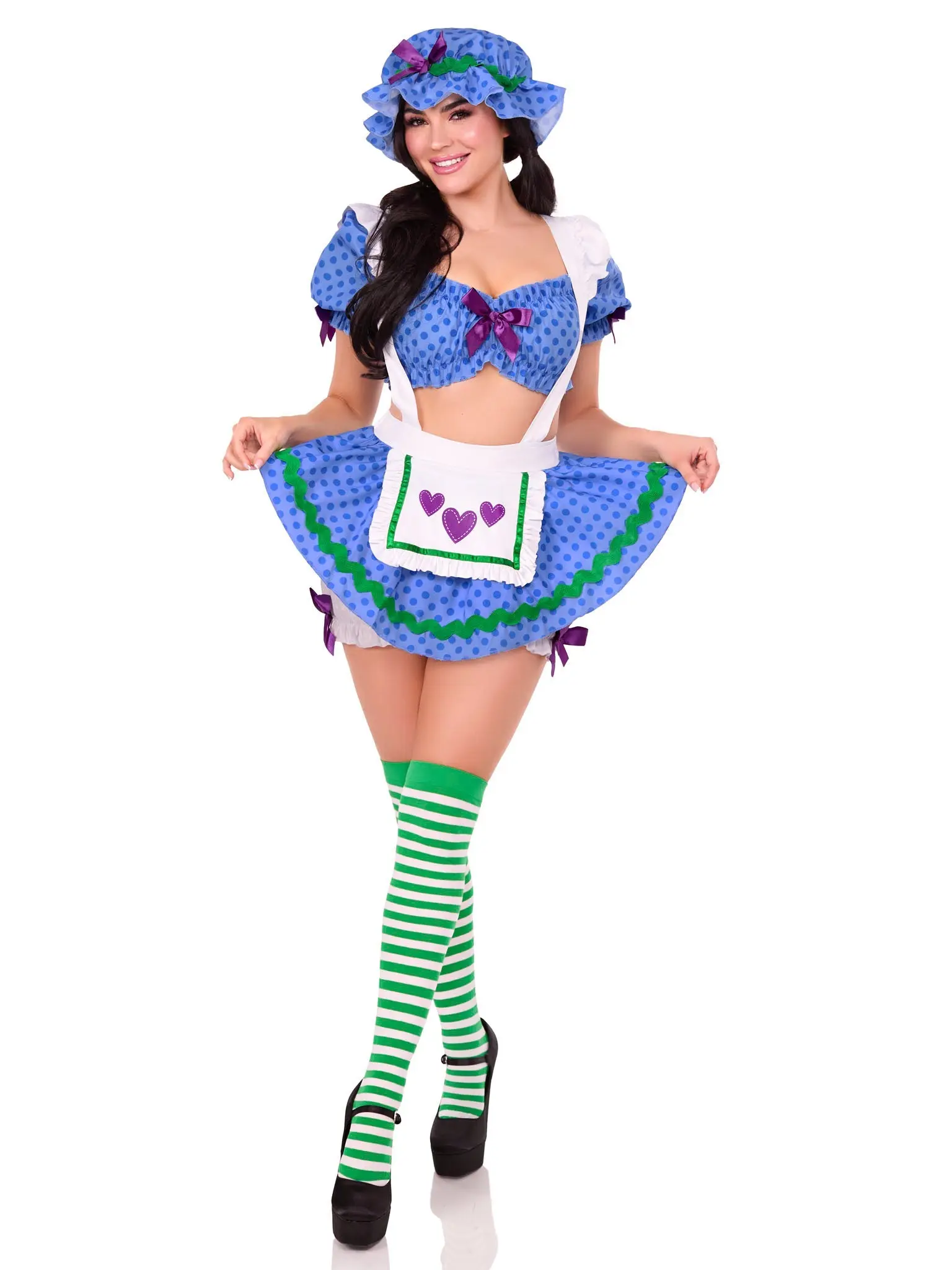 Leg Avenue Women's Retro Blueberry Babe Costume, Crop Twist Clothes with Matching Accessories