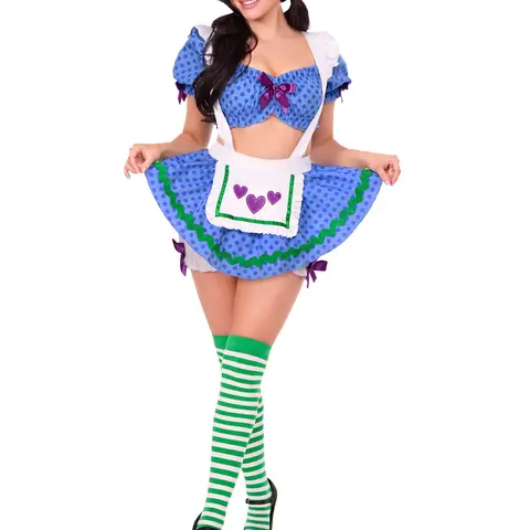 Leg Avenue Women's Vintage Retro Blueberry Babe Halloween Costume - Crop Twist Outfit with Matching Bonnet & Accessories, Easy Fun Costume for Women