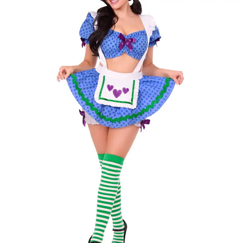 Leg Avenue Women's Vintage Retro Blueberry Babe Halloween Costume - Crop Twist Outfit with Matching Bonnet & Accessories, Easy Fun Costume for Women