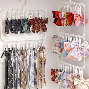 Large Size Plastic Multi Clip Tie Hanger, Foldable Hanging Drying Rack, Portable Space-Saving Organizer, for Jk Tie, Belt, Scarf