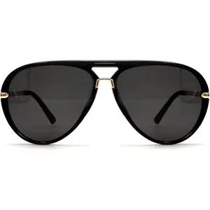 Aviation Sunglasses For Men And Women, Brand Designer Pilot Sun Glasses, UV400 Protection, Simple Fashion Shades With Gold Trim Black Frame, Unisex Eyewear Suitable For All Light Conditions