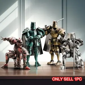 Medieval Knight Poseable Action Figure Set, Vintage Armor Warrior with Abs Material, Shield & Extended Weapon Bag, DIY Decor Collectible Gift