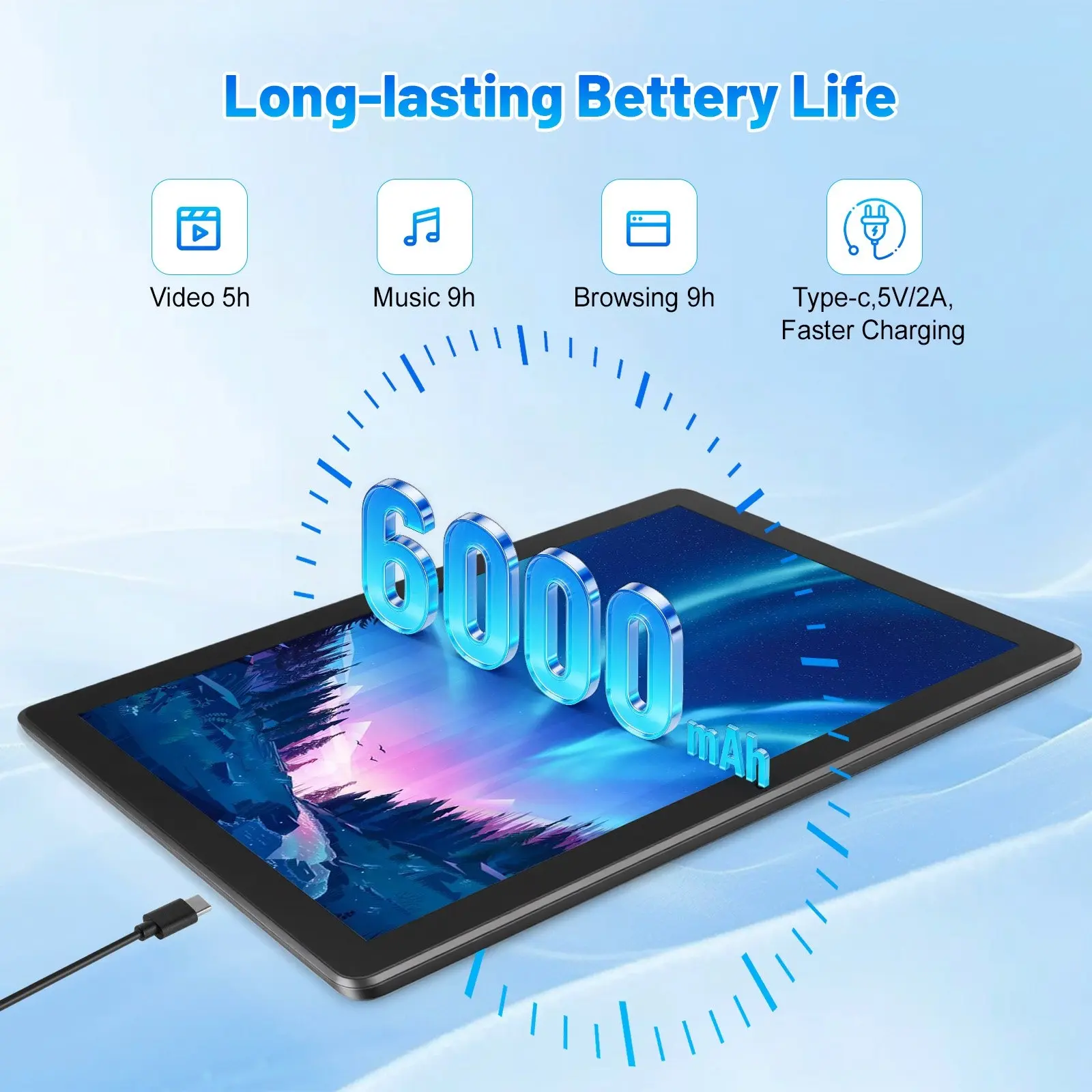 Android 16 Tablet 10 Inch, 34GB RAM 128GB ROM (Up to 36GB RAM