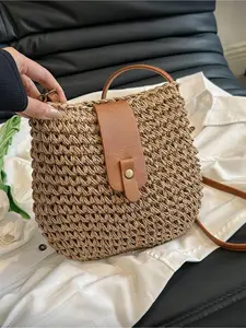 Women's Straw Crossbody Bag Casual Crossbody Bags Summer Beach Bag for Women Travel Vacation Must Have Beach Accessories Perfect Match Fashion Crossbody Purse