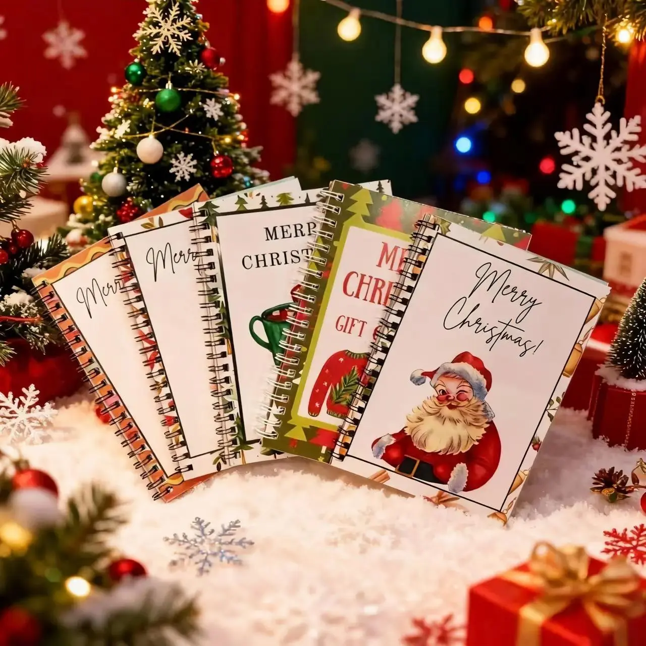 Merry Christmas Gift Card Book, 5x7 Color Spiral Bound, DIY Personalized Christmas Gifts for Family Friends Students