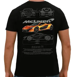 McLaren Men's T-Shirt Featuring Iconic McLaren P1 Design on Black Fabric