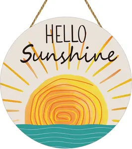 Summer Decor Wreaths for Front Door Hello Sunshine Door Decor Wooden Front Door Hanger Hanging Sign Pool Decorations for Spring Summer Office Porch Wall Home Decorations