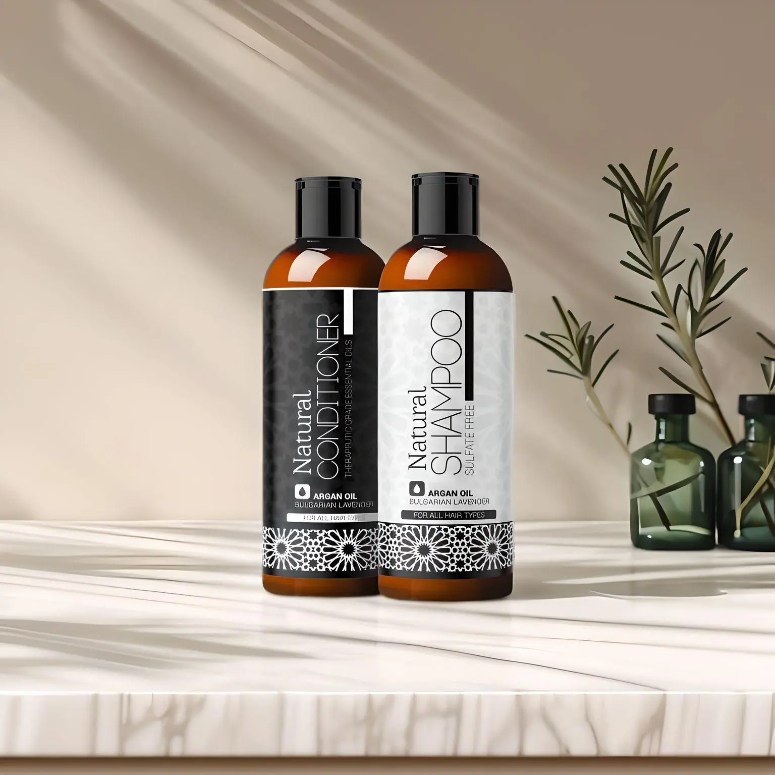Lavender & Argan Oil Sulfate Free Shampoo & Conditioner 16 oz Organic and Free of Silicone, Fragrance, Paraben, Artificial Colors, and Cruelty