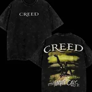 Creed Human Clay Washed T-Shirt, Double Printed Oversized Music Band Washed Tee, Rock Band Double Printed Washed Hoodie, Gift For Band Fan Crewneck Casual, Oversize shirt, Cotton tee NFS VNL OKL GMY
