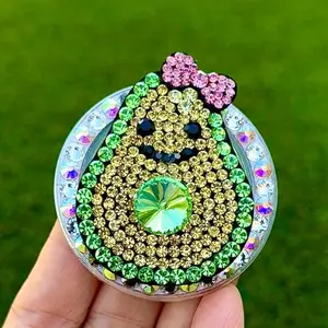 Sale Bling Bling Magnet Phone Grip Fully Blinged Out with Handmade Rhinestones Green Avocado Design fl