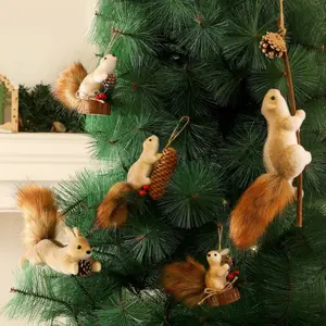 Handmade Squirrel Doll Decoration Realistic Squirrel Pendant for Christmas Tree Decor Unique Gift Idea
