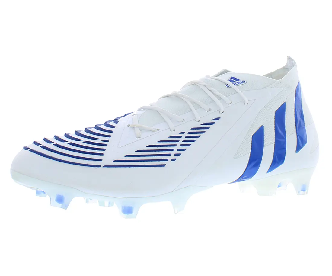 Adidas Predator Edge.1 Men's Firm Ground Soccer Cleats, Lace-up Design for Outdoor Sports Activities, Male Shoes, Cloud White/Hi-Res Blue/Cloud White
