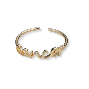 Cancer Cursive Writing Gold Zodiac Ring