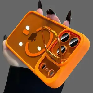 Magnetic Case for iPhone 17 Pro Max 16 15 14 13 12 11 with Camera Lens Protector & Built-in Metal Ring Stand Compatible with MagSafe Shockproof Military-Grade Protection Acrylic Clear Casing Protective Wireless