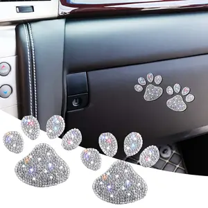 4PCS Diamond studded dog footprints car body stickers Car Decals Decal For Cars