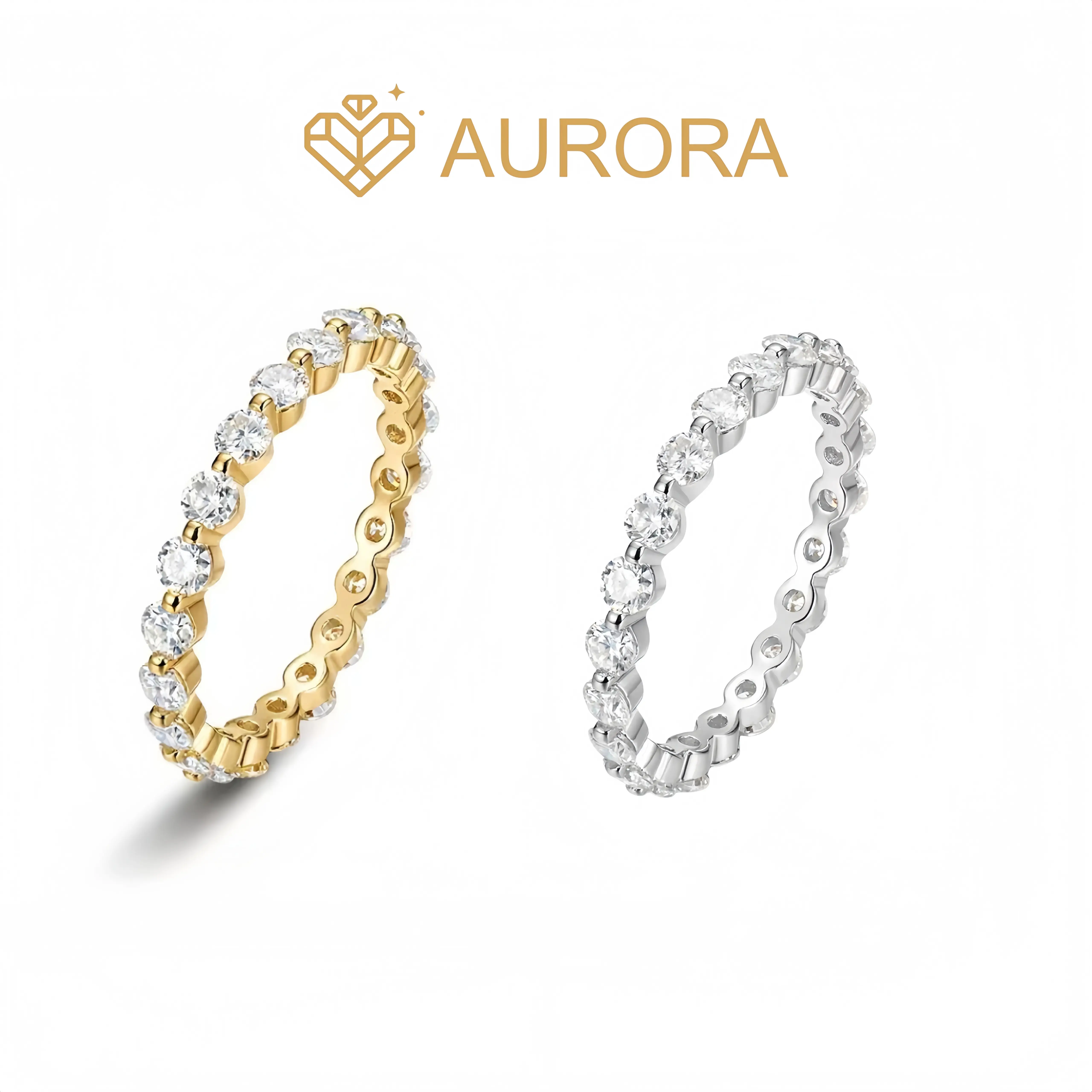 【#62 Honor】925 Sterling Silver VVS1 Grade Round Stone Enhancer Band - Silver Artificial Gemstone Ring for Stacking Wear, Silver Artificial Gemstone Rings, Enhancer Bands