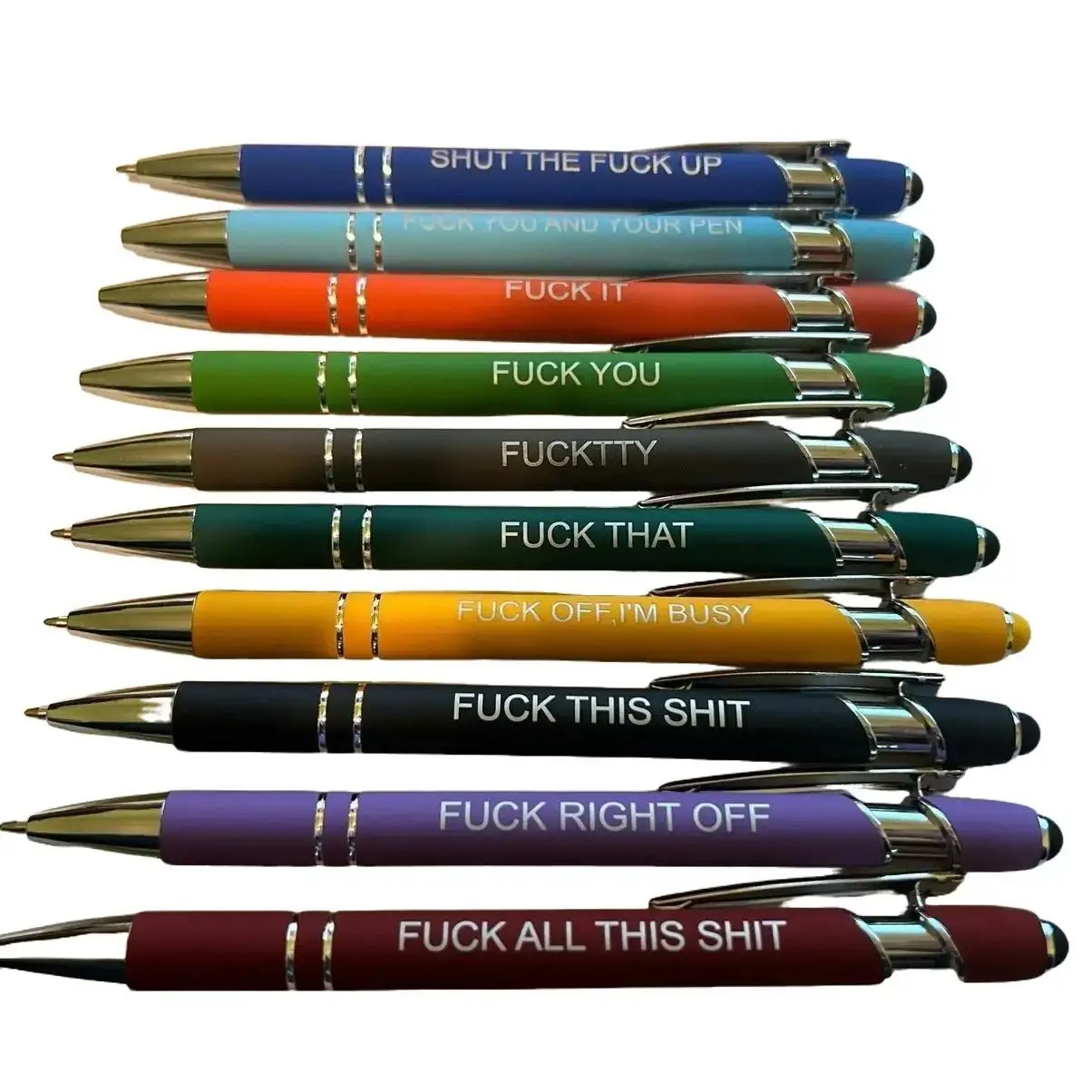 All the F Word Pens - 10 Soft Ballpoint Pens with Built-in Directions, Available in Black Ink, Humorous and Inappropriate for Work