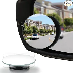 Blind Spot Mirrors 2 Pack, 2" HD Glass Convex Rear View Mirror Adjustable 360° Wide Angle Frameless Stick-On Mirrors for Car, SUV & Truck