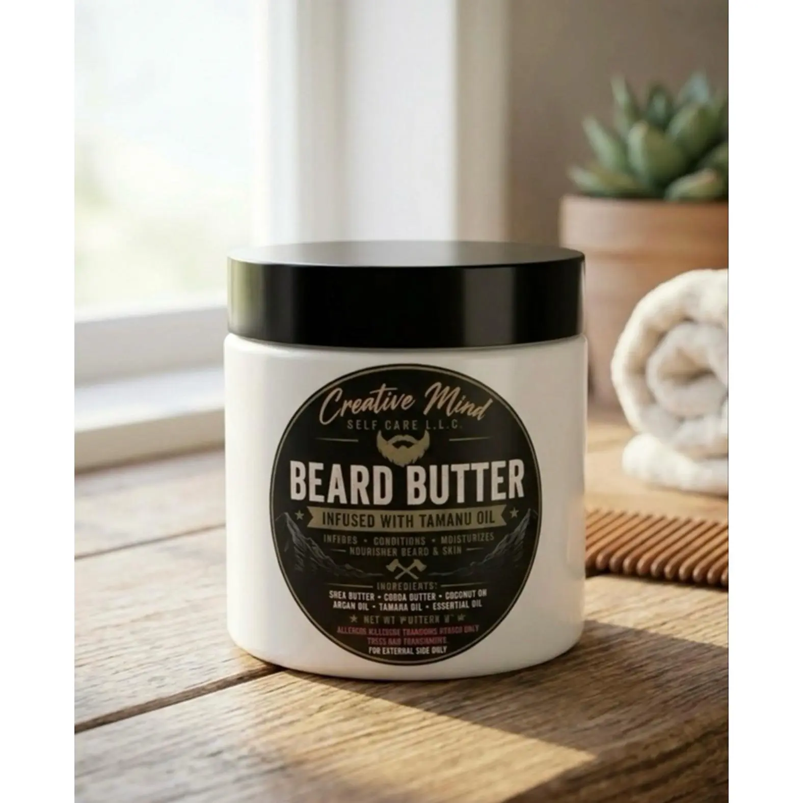 Beard Butter Infused with Tamanu Oil 4oz Leave-In Beard Conditioner for Soft & Healthy Beards