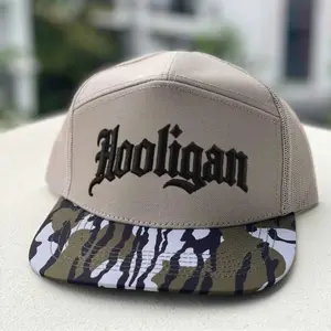 Hooligan Embroidered Trucker Hat | Black & Grey Snapback Adjustable Cap | Edgy Streetwear Style | Bold Lettering Graphic Hat | Unique Gift For Him