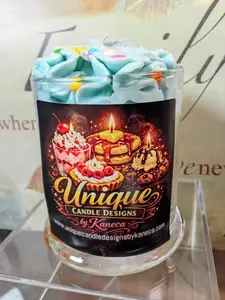 Unique Candle Designs By Kaneca  - Sugar CookIe candle 13 oz. Large Dessert Candles - Blue