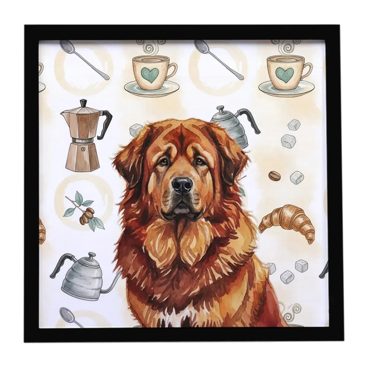 Carolines Treasures WDK7636MFP88 8x8 in. Lightweight Aluminium Red Gold Tibetan Mastiff Framed Metal Print with Hanger, Home Wall Art Decor, Room Decor Inspo, Animal-Themed Coffee Bar Gift