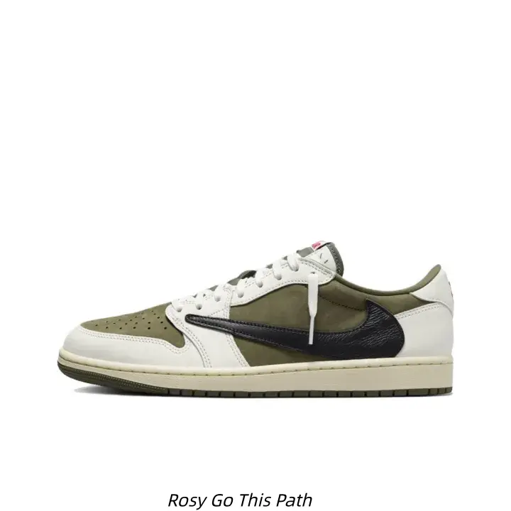 Olive Green White Contrast Low Cut Street Style Sneakers Soft Leather Wear-resistant Rubber Sole Daily Shoes