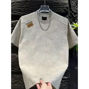 Men's Half Sleeve 2025 Summer Simplicity Letter Embroidery T-shirt Online Red Tide Ins Tie-Dye Casual Short-Sleeved Top