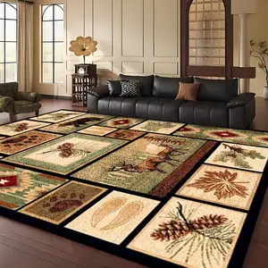 Soft Vintage Tribal Style Large Area Mat Non-Slip Backing Machine Washable Comfortable Ideal for Living Room Bedroom Lounge Game Room Study Perfect for Christmas and Holiday Decor