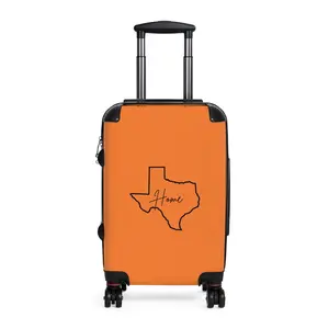 Texas Home Suitcase - Travel Luggage for Texans, Gift for Travelers, Custom Carry-On Bag, Orange Suitcase, Cozy Travel Essentials