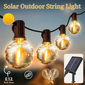 Solar Powered G40 String Lights, 8 Modes, 5m/10led, Waterproof Ip67, Adjustable Dimmable Outdoor Hanging Lamps for Garden, Patio, Pool, Light Bulbs