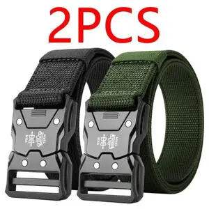 Men's Tactical Belt - Durable Stretchy Nylon Braid, Quick-Release Metal Adjustment Frame Buckle - Adjustable Fit for Outdoor Hunting, Sports - Stylish Men's Accessory, Gifts for Him