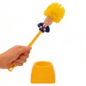 Durable Plastic Toilet Bowl Brush, Funny Yellow Bathroom Cleaning Tool with 360° Swivel Head, Quick-Drying Bristles