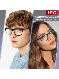 Rectangular Fashion Reading Glasses, Multifocal Eyeglasses, Unisex Prescription Lenses, Spring Hinges, Couple Glasses, Face-Fitting Design