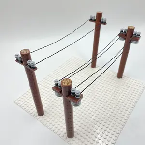 High Voltage Electric Pole Traffic Grid Base Station Network Cable Building Model Toy, DIY Engineering Model, Creative Blocks Assembly Electric Pole Scene Decoration