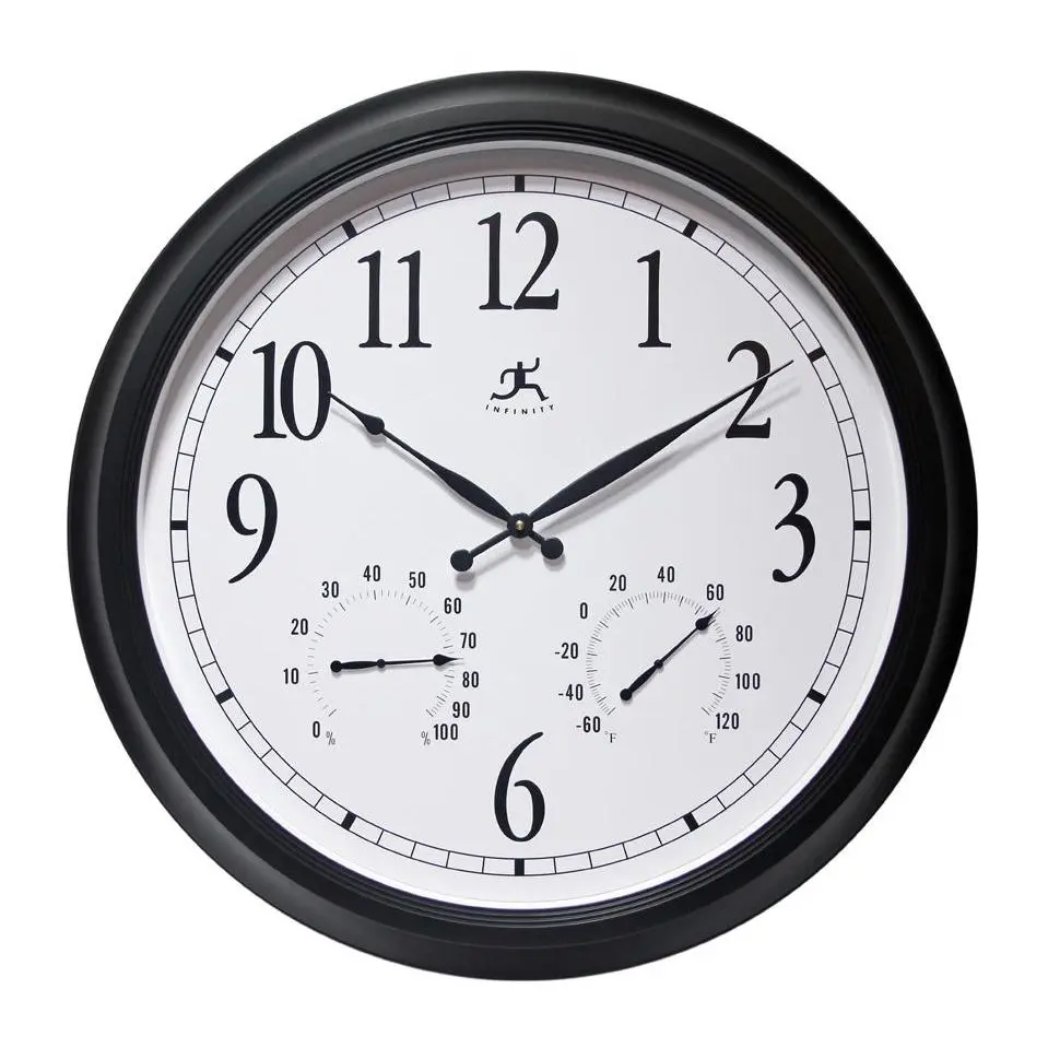 Infinity Instruments Classic Black Indoor/Outdoor Large Clock