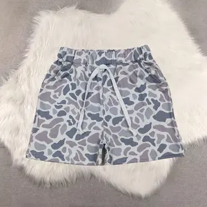 New Clothes Kids Boy Grey Camo Summer Shorts with Pocket - Breathable Lightweight Clothing for Boys'