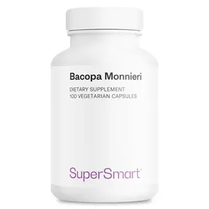 Supersmart Bacopa Monnieri 1500mg per Day (High Bioavailability) - Bacopa Extract - Active Bacosides Nootropic Supplement | Non-GMO & Gluten Free - 100 Vegetarian Capsules